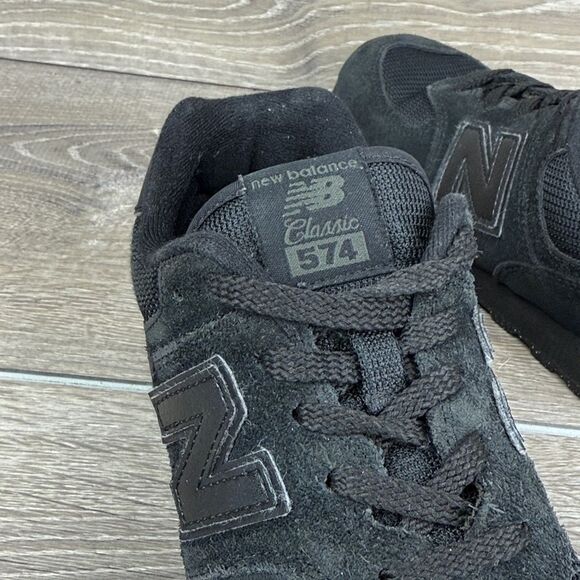 New Balance Classic 574 Little Boy Sz 3M Triple Black Low Top Lace Up Sneakers - Picture 11 of 11